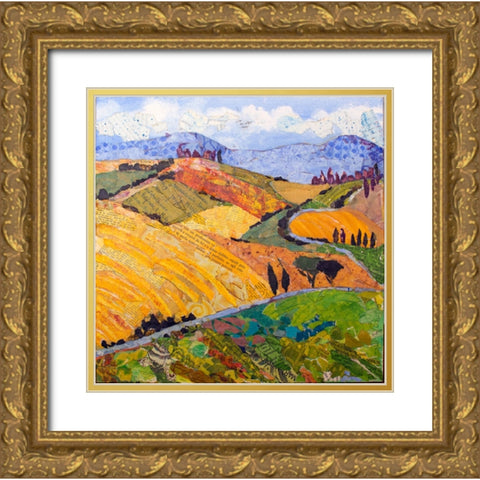 Tuscany Rolling Hills Gold Ornate Wood Framed Art Print with Double Matting by St Hilaire, Elizabeth