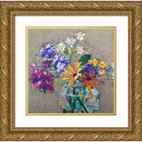 Lizard Bouquet Gold Ornate Wood Framed Art Print with Double Matting by St Hilaire, Elizabeth