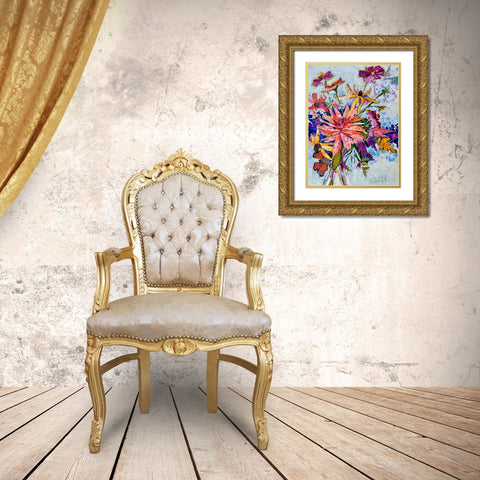 Tuscan Wildflowers Gold Ornate Wood Framed Art Print with Double Matting by St Hilaire, Elizabeth