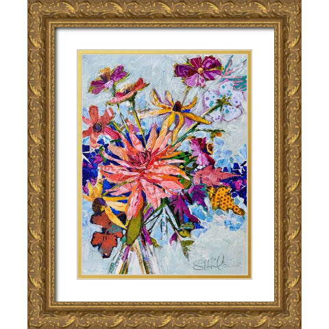 Tuscan Wildflowers Gold Ornate Wood Framed Art Print with Double Matting by St Hilaire, Elizabeth