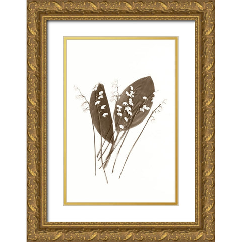 Lily of the Valley Gold Ornate Wood Framed Art Print with Double Matting by Stalus, Judy