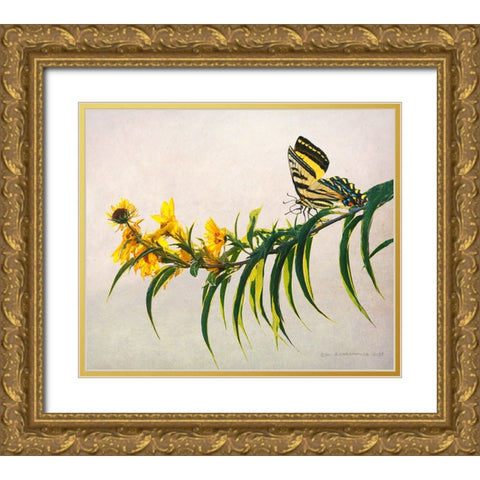 Yellow Flowers Variation Gold Ornate Wood Framed Art Print with Double Matting by Vest, Christopher