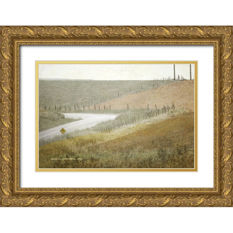 Bend in Road Gold Ornate Wood Framed Art Print with Double Matting by Vest, Christopher