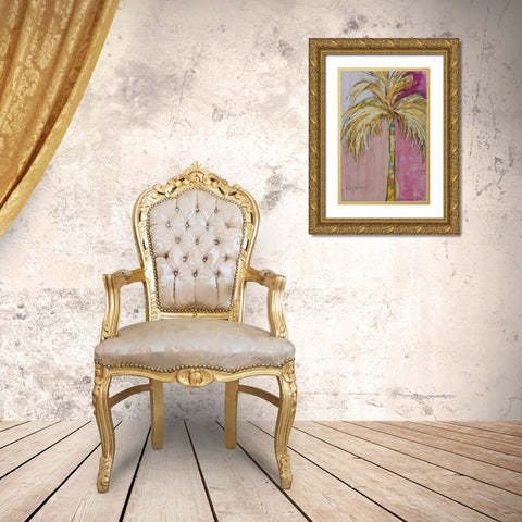 Palm in Purple Gold Ornate Wood Framed Art Print with Double Matting by St Hilaire, Elizabeth