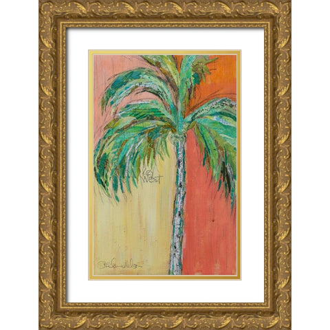 Palm in Orange Gold Ornate Wood Framed Art Print with Double Matting by St Hilaire, Elizabeth