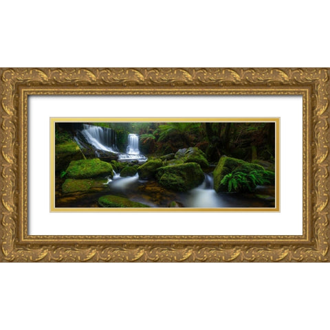 Hello Horseshoe Gold Ornate Wood Framed Art Print with Double Matting by L. Stephens, Jason