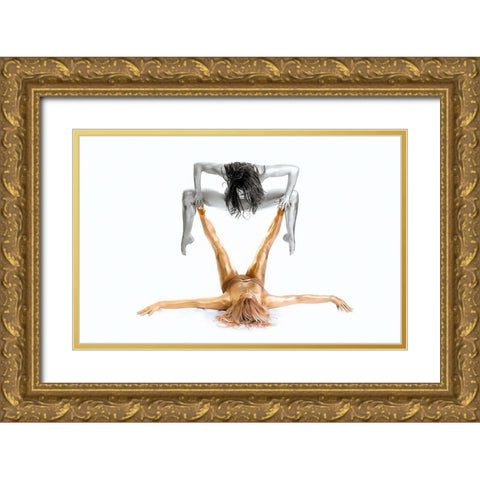 Silver on Gold - Gymnast Series Gold Ornate Wood Framed Art Print with Double Matting by Ashton-Jones, Howard