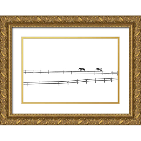 A Couple Gold Ornate Wood Framed Art Print with Double Matting by Huang, Ivan