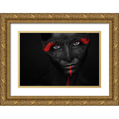 Dark Passion Gold Ornate Wood Framed Art Print with Double Matting by Petkov, Petko