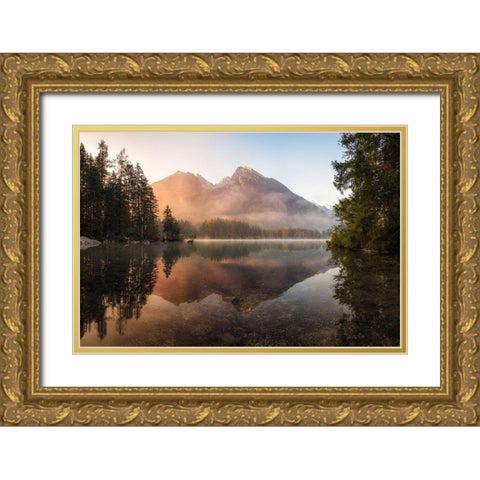 Glowing Mist Gold Ornate Wood Framed Art Print with Double Matting by Gastager, Daniel