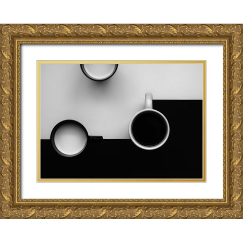 cups Gold Ornate Wood Framed Art Print with Double Matting by Kiss, Jozef