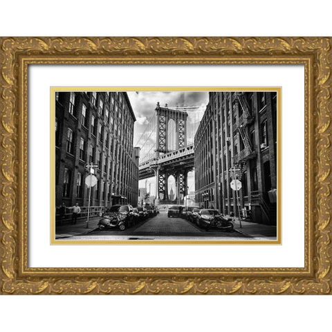 In America Gold Ornate Wood Framed Art Print with Double Matting by Vanhamme, Lidia