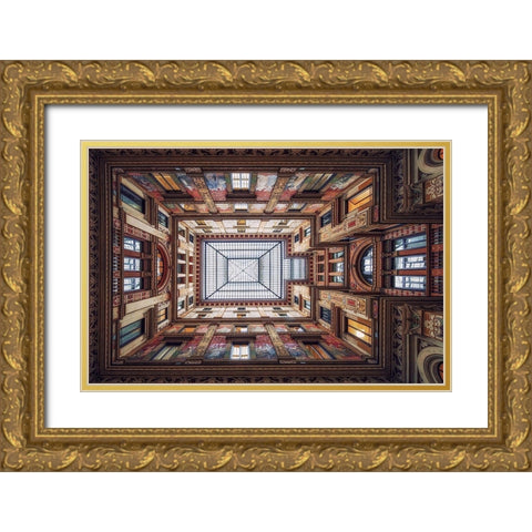 Galleria Sciarra Rome Gold Ornate Wood Framed Art Print with Double Matting by Cuomo, Massimo