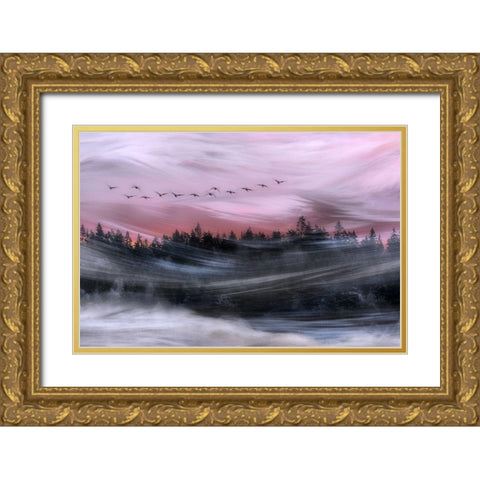 Leaving at dawn Gold Ornate Wood Framed Art Print with Double Matting by Emanuelson, Bjorn