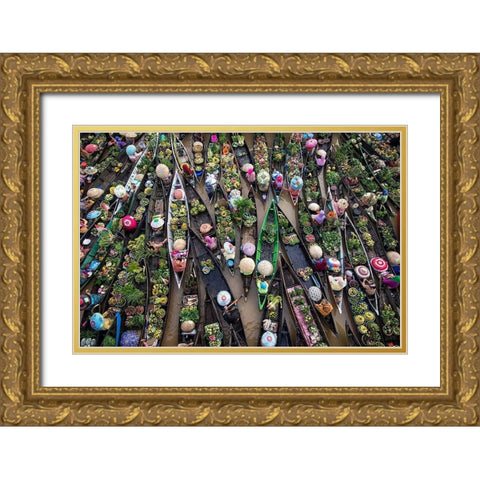Pasar Terapung Gold Ornate Wood Framed Art Print with Double Matting by Kamil, Insan