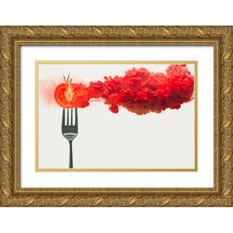 Disintegrated tomato Gold Ornate Wood Framed Art Print with Double Matting by Belenko, Dina