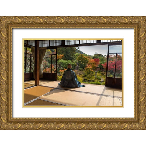 MAÂ©ditation Gold Ornate Wood Framed Art Print with Double Matting by Pelissier, Marc