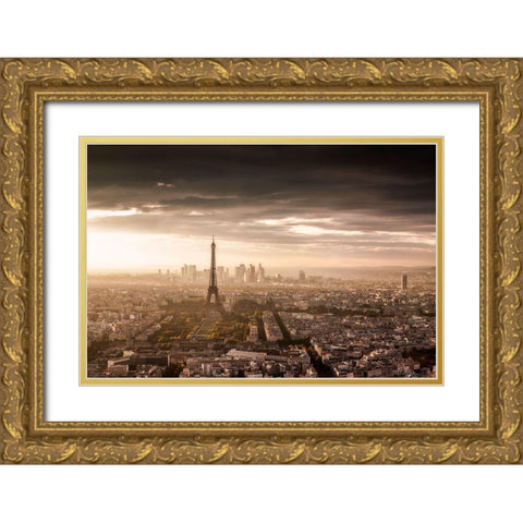 PARIS MAGNIFICENCE Gold Ornate Wood Framed Art Print with Double Matting by Marx, Jaco