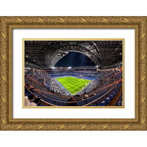 Santiago BernabAÂ©u Gold Ornate Wood Framed Art Print with Double Matting by M. Garcia, Jesus