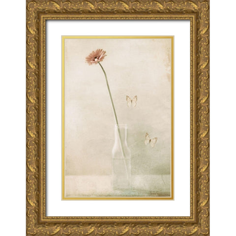 Miss Daisy Gold Ornate Wood Framed Art Print with Double Matting by Devos, Delphine