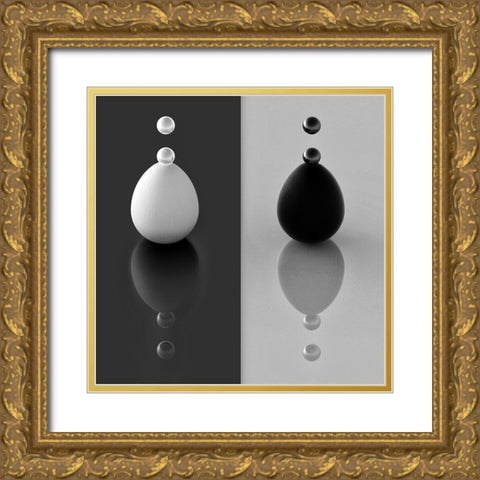 Yin Yang Eggs Gold Ornate Wood Framed Art Print with Double Matting by Bunjamin (Abe), Antonyus