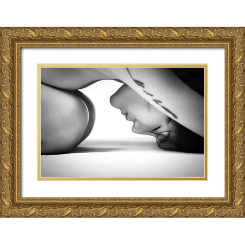 No Stress Gold Ornate Wood Framed Art Print with Double Matting by Chai Telan, Thanakorn