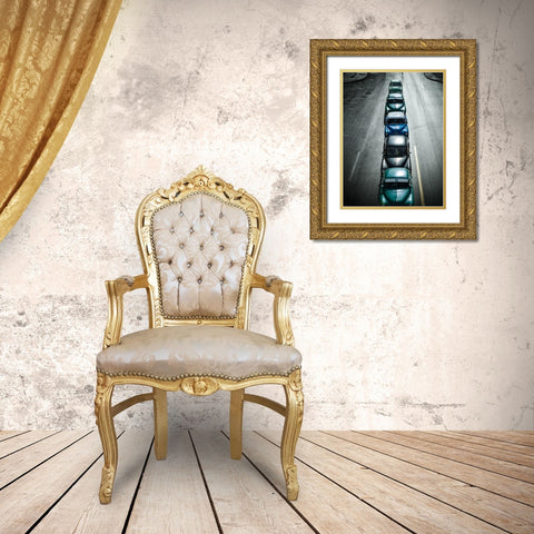 Vintage cars Havana Fantasy Gold Ornate Wood Framed Art Print with Double Matting by Yosifov, Svetlin