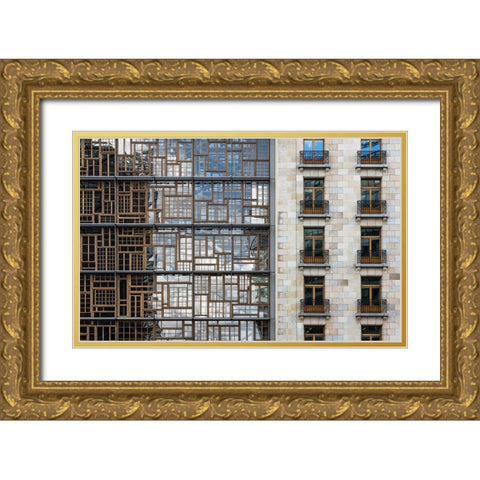 window mosaic Gold Ornate Wood Framed Art Print with Double Matting by Van Son, Greetje