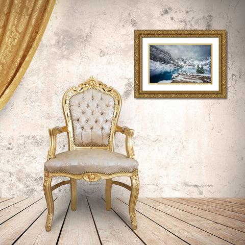The Mountains and Me Gold Ornate Wood Framed Art Print with Double Matting by Zheng, Michael