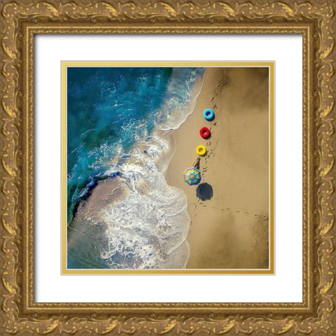 hi summer Gold Ornate Wood Framed Art Print with Double Matting by Ambra