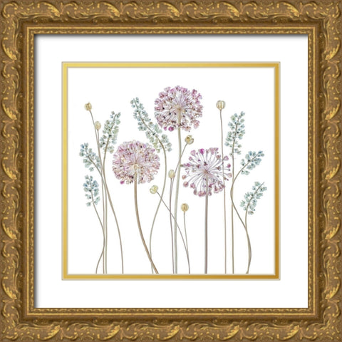 Allium Gold Ornate Wood Framed Art Print with Double Matting by Disher, Mandy