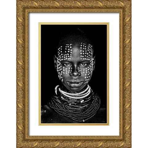 Karo woman Gold Ornate Wood Framed Art Print with Double Matting by Vidak, Vedran