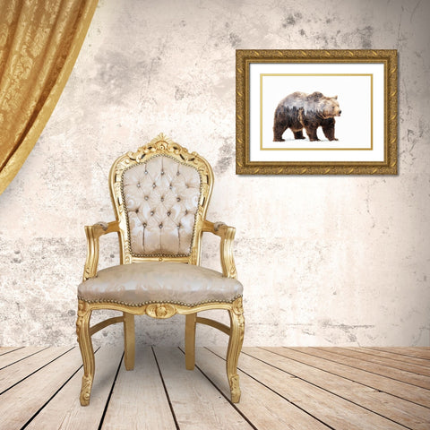 Bear Gold Ornate Wood Framed Art Print with Double Matting by Beata, Angyalosi