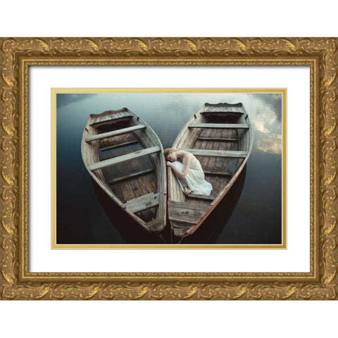 Boats Gold Ornate Wood Framed Art Print with Double Matting by Gorecka, Dorota