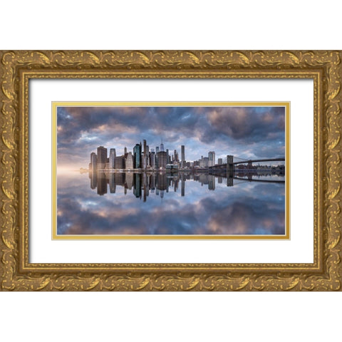 NY NY Gold Ornate Wood Framed Art Print with Double Matting by F. Turienzo, Carlos
