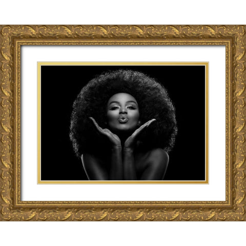 Kiss me Gold Ornate Wood Framed Art Print with Double Matting by Sabat, Marc