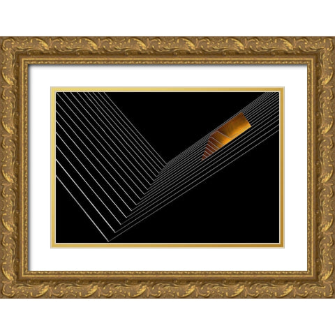 the window and the mirror Gold Ornate Wood Framed Art Print with Double Matting by Claes, Gilbert