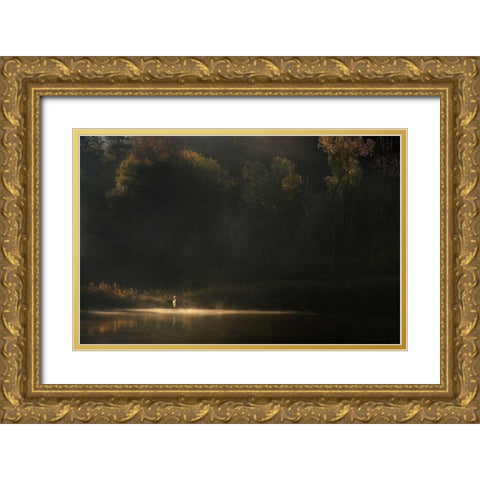 Down by the River Gold Ornate Wood Framed Art Print with Double Matting by Maier, Norbert