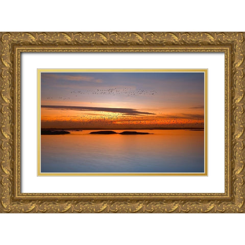 by sunset Gold Ornate Wood Framed Art Print with Double Matting by Krol (Bax), Piotr