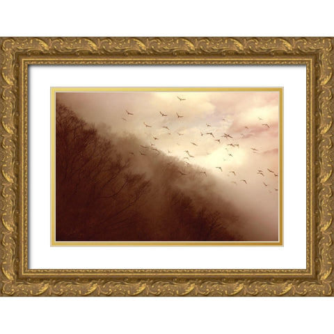 Departure Gold Ornate Wood Framed Art Print with Double Matting by Murakami, Kiyo