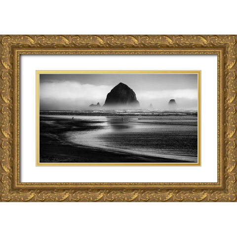Cannon Beach Gold Ornate Wood Framed Art Print with Double Matting by Rak, Martin