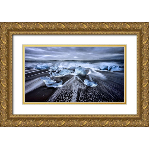 Blue Diamonds Gold Ornate Wood Framed Art Print with Double Matting by M. Garcia, Jesus