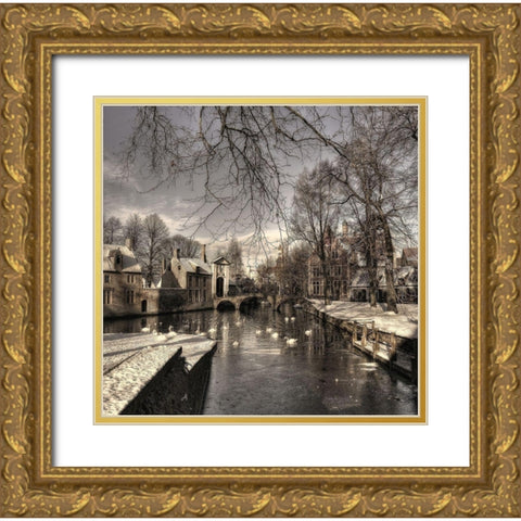 Bruges in Christmas dress Gold Ornate Wood Framed Art Print with Double Matting by Depaepe, Yvette