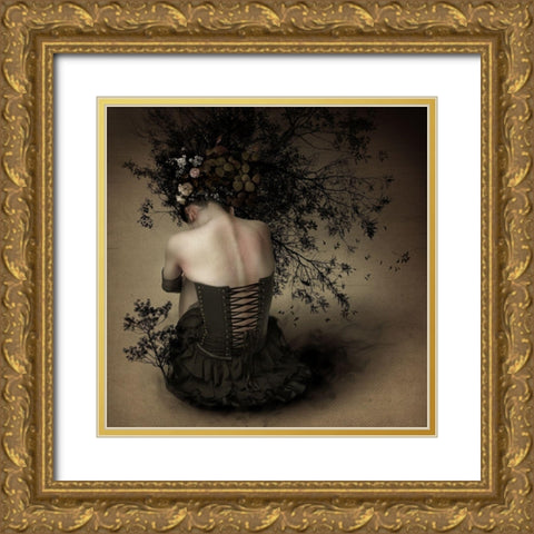 Night scented girl Gold Ornate Wood Framed Art Print with Double Matting by Murakami, Kiyo