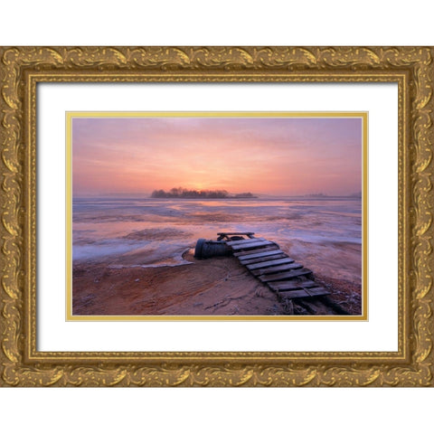 cold morning Gold Ornate Wood Framed Art Print with Double Matting by Kruk, Przemyslaw