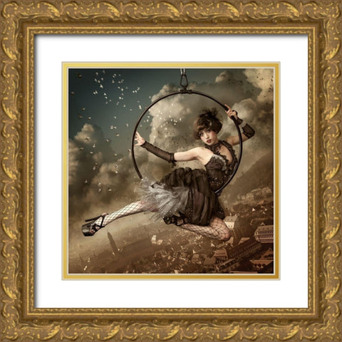 the greatest show in the sky Gold Ornate Wood Framed Art Print with Double Matting by Murakami, Kiyo