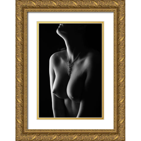 Nude curves Gold Ornate Wood Framed Art Print with Double Matting by Blasko, Jan