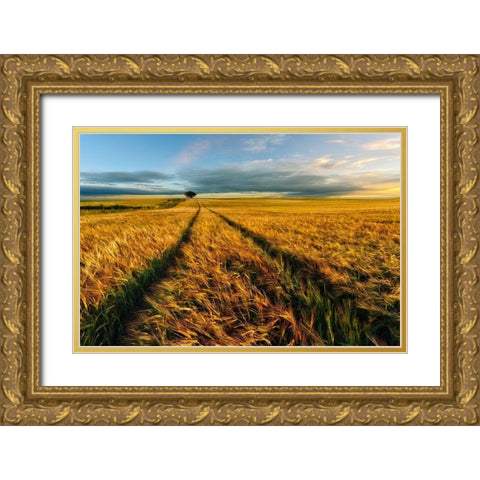 Countryside Gold Ornate Wood Framed Art Print with Double Matting by Krol (Bax), Piotr