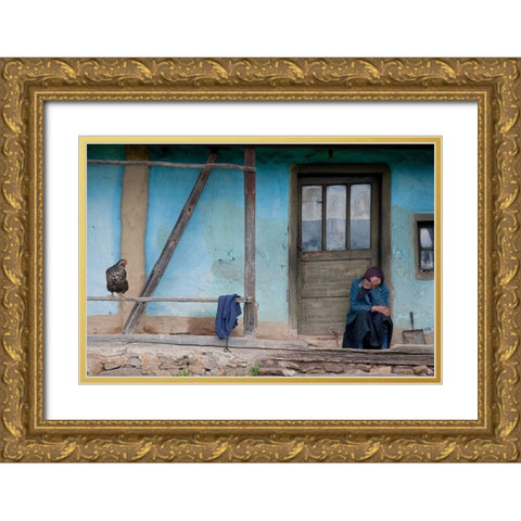 Old and blue Gold Ornate Wood Framed Art Print with Double Matting by Georgescu, Codruta