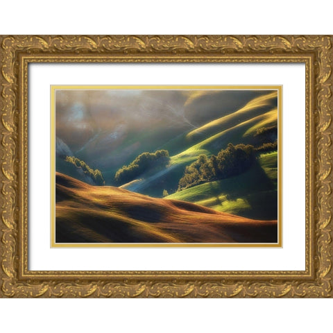 Tuscany Sunrise Gold Ornate Wood Framed Art Print with Double Matting by Pawlak, Jarek